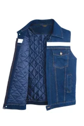 MyForm 9129 Sona Denim Yelek Kapitoneli Mavi - 2