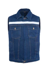 MyForm 9129 Sona Denim Yelek Kapitoneli Mavi - 3