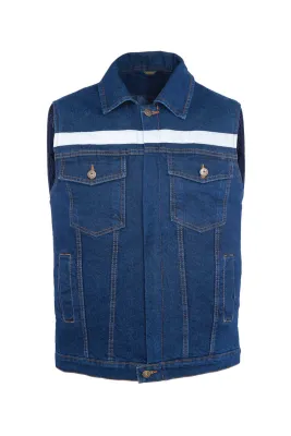 MyForm 9129 Sona Denim Yelek Kapitoneli Mavi - 3