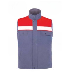 Myform 9135 Çok Cepli Winto İş Yeleği Gri Kırmızı - Myform İş Kıyafetleri