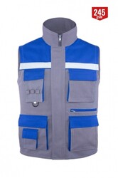 Myform 9137 Multi Çok Cepli İş Yeleği Gri Saks Mavi - Myform İş Kıyafetleri