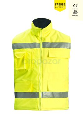 MYFORM 9143 OLYMPUS LINED HI-VIS VEST Kapitoneli Yelek Sarı - 1