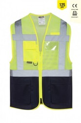 MyForm 9147 OLYMPUS Yüksek Görünürlüklü İkaz Yeleği Sarı Lacivert - Myform İş Kıyafetleri