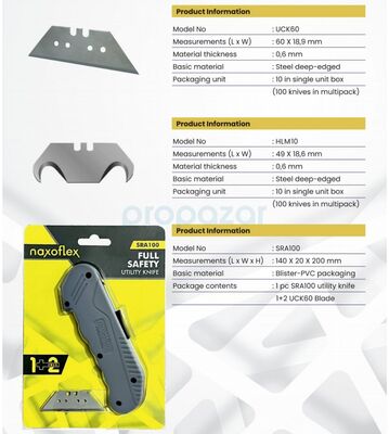 Naxoflex SRA 100 Tam Emniyetli Maket Bıçağı – 2+1 Yedek Bıçaklı - 4