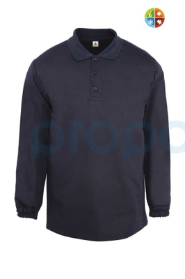 Myform Önü Kot Takviyeli Kaynakçı Polo Yaka Uzun Kol T-Shirt 8108 Siyah - 1