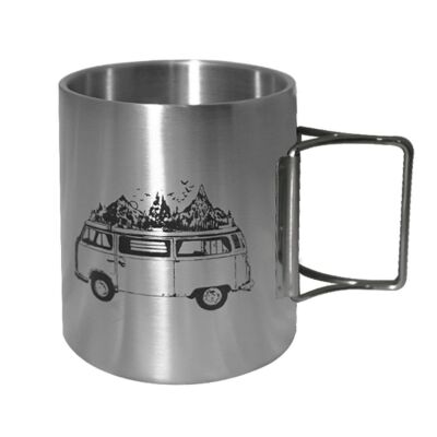 Orcamp OUT-1800 Katlanır Saplı Çelik Kupa Karavan Desenli 180 ml - 1