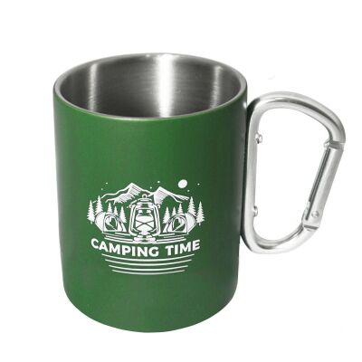 Orcamp OUT-1850 Karabinalı Paslanmaz Çelik Kupa 180 ml Yeşil - 1