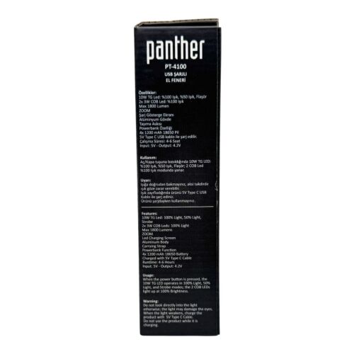 PANTHER PT-4100 USB ŞARJLI EL FENERİ - 11