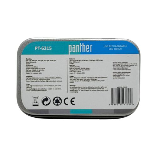 PANTHER PT-6215 USB ŞARJLI EL FENERİ - 9