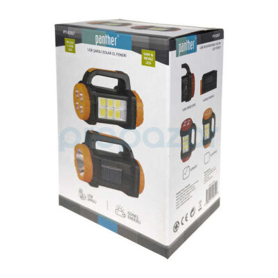 PANTHER PT-8267 USB ŞARJLI SOLAR EL FENERİ - 7