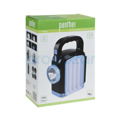 PANTHER PT-8302 ŞARJLI SOLAR EL FENERİ - 5