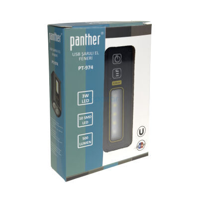 PANTHER PT-974 USB ŞARJLI EL FENERİ - 3