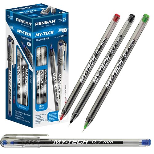Pensan My-Tech 2240 İğne Uçlu Tükenmez Kalem 0.7 mm Kırmızı - 1