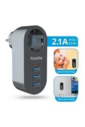 PIRANHA 3385 1Lİ PRİZ 3 USB GİRİŞLİ AKIM KORUMALI - 1