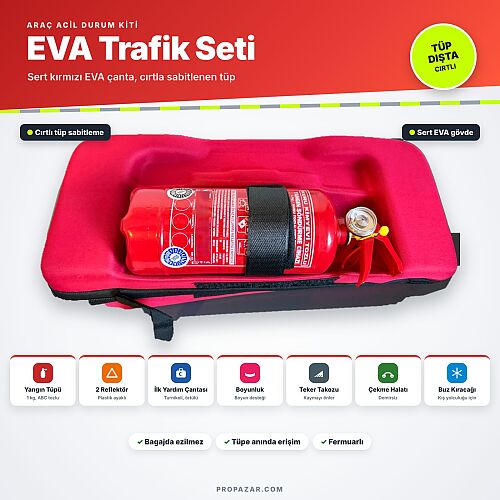 Propazar EVA Çantalı Trafik Seti ve İlk Yardım Seti (Tüp Sabitlemeli, Buz Kıracaklı) - 1