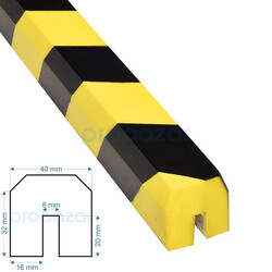 Profil Koruyucu U - Model U - 1 Metre - 40X32X20X8X16Mm - Tip : G Bb - PuffyGuard Propuffy Kenar Köşe Koruma Profilleri