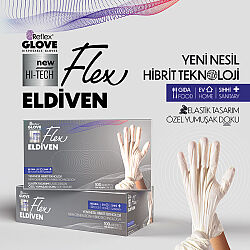 Reflex Flex Hi-Tech Beyaz TPE Pudrasız Tek Kullanımlık Eldiven 100’lü - Reflex