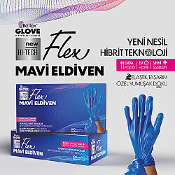 Reflex Flex Hi-Tech Mavi TPE Pudrasız Tek Kullanımlık Eldiven 100’lü - Reflex