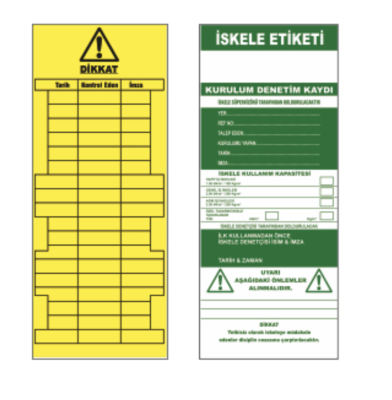 Safelock BD P33 Etiketleme Seti - İskele Etiketi - 1