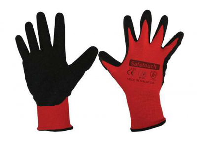 Safetouch LT01 Latex Polyester Eldiven Siyah Kırmızı - 1