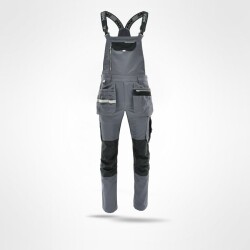 Sara Workwear Monter 2 Çok Cepli Askılı İş Tulumu Gri Siyah - Sara Workvear