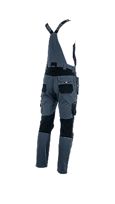 Sara Workwear Monter 2 Çok Cepli Askılı İş Tulumu Gri Siyah - 3