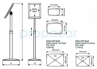 Snapper FLEKSİ TELESKOBİK MENÜ PANOSU TEK TARAFLI A3 - UMBTS10NA3X1400 - 3