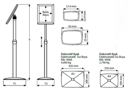 Snapper FLEKSİ TELESKOBİK MENÜ PANOSU TEK TARAFLI A4 - UMBTS10NA4X1400 - 3