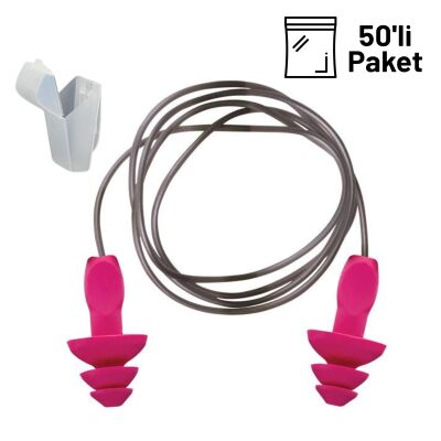 Starline 1453-C Plastik İpli Kulak Tıkacı 50li Paket - 1