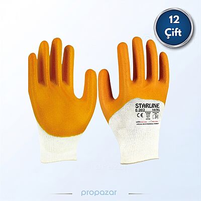 Starline E-202 3/4 Kaplama Sarı Nitril Eldiven - 12li Paket - 1