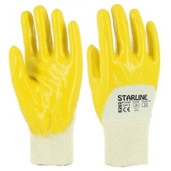 Starline E-203 Sarı Nitril İş Eldiveni 12li Paket | 3/4 Nitril Kaplı Pamuk Astarlı - 2