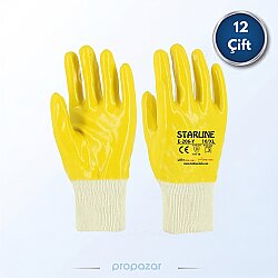 Starline E-206-Y Sarı Nitril İş Eldiveni - 12li Paket - Starline İş Güvenliği Ürünleri