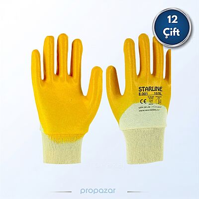 Starline E-301 Sarı Nitril Eldiven - 12li Paket - 1