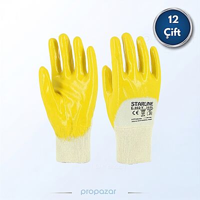 Starline E-302-Y Sarı Nitril Eldiven - 12li Paket - 1