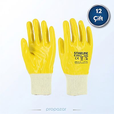 Starline E-303-Y Sarı Nitril Eldiven - 12li Paket - 1
