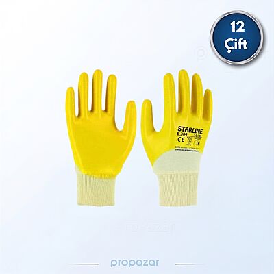 Starline E-304 Sarı Nitril Eldiven - 12li Paket - 1