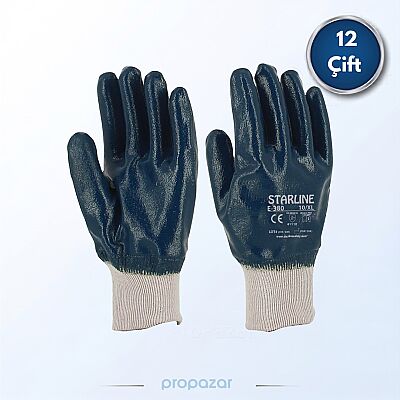 Starline E-380 Tam Kaplı Nitril İş Eldiveni - 12li Paket - 1