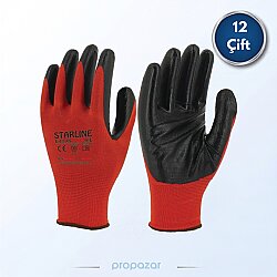 Starline E-43-KS Kırmızı Siyah Nitril Eldiven - 12li Paket - Starline İş Güvenliği Ürünleri
