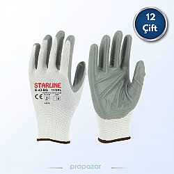 Starline E-43-BG Beyaz Gri Nitril Eldiven - 12li Paket - Starline İş Güvenliği Ürünleri