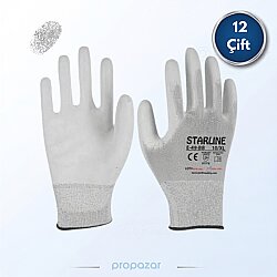 Starline E-49-BB Beyaz PU Kaplı İz Bırakmaz İş Eldiveni - 12li Paket - 1