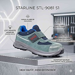 Starline STL 9081 S1 Cırtlı Kompozit Burunlu Ekonomik İş Güvenliği Ayakkabısı - Starline