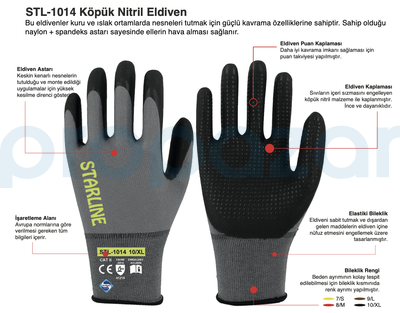 STL-1014 Kaydırmaz Köpük Nitril Eldiven - 2
