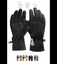 Su Geçirmez Softshell Siyah Motosiklet Taktik Askeri Spor Kışlık Kar Balıkçı Eldiveni - Cosywolf