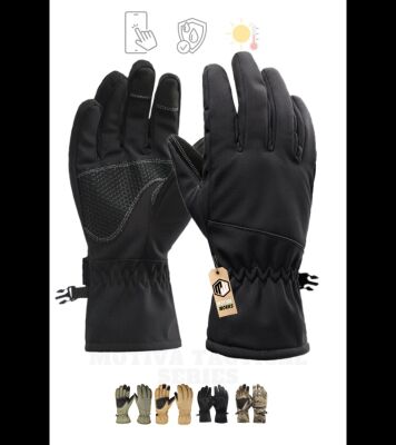 Su Geçirmez Softshell Siyah Motosiklet Taktik Askeri Spor Kışlık Kar Balıkçı Eldiveni - 1
