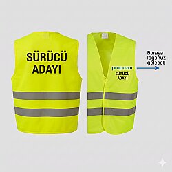 Sürücü Adayı Baskılı Reflektörlü İkaz Yeleği - Propazar
