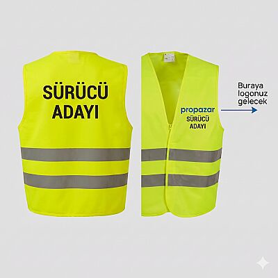 Sürücü Adayı Baskılı Reflektörlü İkaz Yeleği - 1