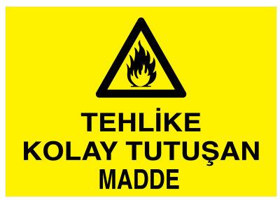 Tehlike Kolay Tutuşan Madde İş Güvenliği Levhası - Tabelası - 1