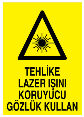 Tehlike Lazer Işını Koruyucu Gözlük Kullan İş Güvenliği Levhası - 1