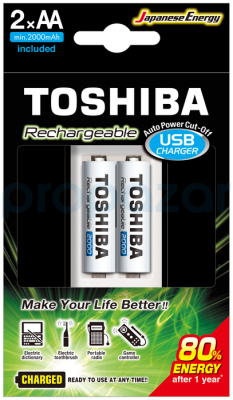 TOSHIBA USB ŞARJ CİHAZI+2 AD.2000MAH KALEM PİL - 1