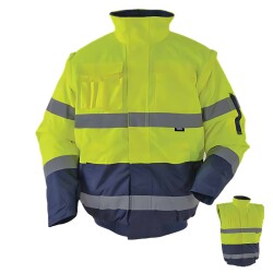 Vızwell VWJK60/B 300 D Oxford Pilot Ceket Kolları Çıkmalı Neon Sarı - Vizwell